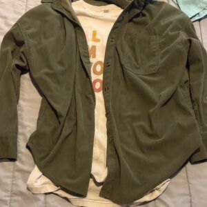 Olive Green flannel oversized Shirt